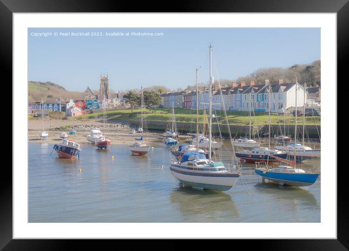 Boats in Aberaeron Harbour Ceredigion Framed Mounted Print by Pearl Bucknall