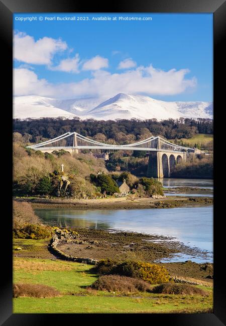 Menai Suspension Bridge Anglesey Coast Framed Print by Pearl Bucknall