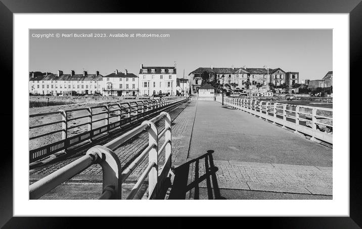 Beaumaris Pier Anglesey Black and White Framed Mounted Print by Pearl Bucknall