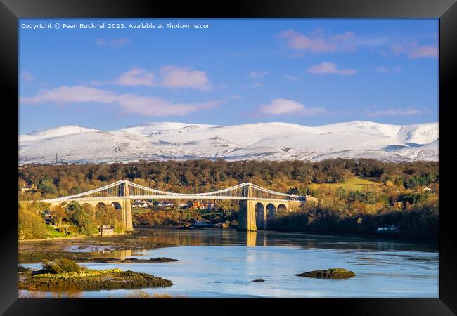 Magnificent Menai and Mountains from Anglesey Framed Print by Pearl Bucknall