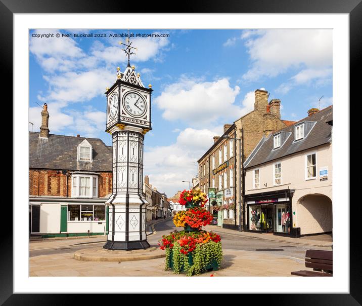 Downham Market Town Clock Norfolk Framed Mounted Print by Pearl Bucknall