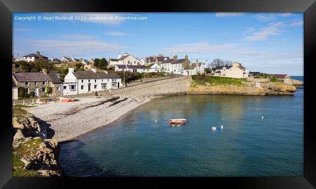 Moelfre Beach Anglesey Panoramic  Framed Print by Pearl Bucknall