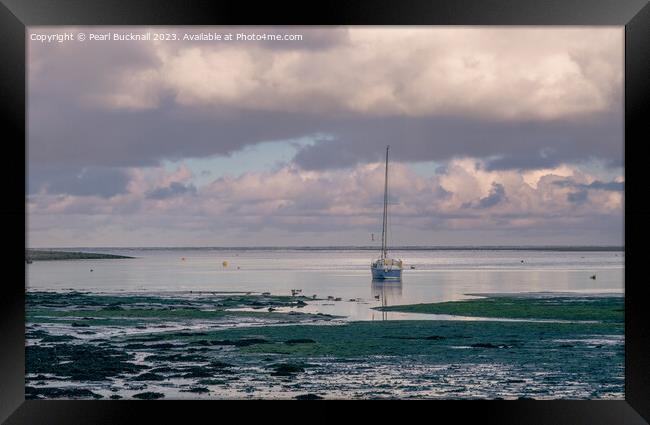 Moody Coast Scene in Red Wharf bay Framed Print by Pearl Bucknall