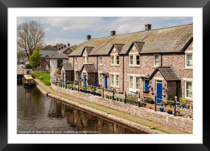Canalside Cottages in Brecon Basin Framed Mounted Print by Pearl Bucknall