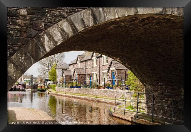 Canal Basin Through the Bridge Framed Print by Pearl Bucknall