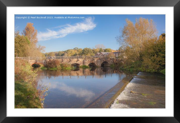 River Wey at Tilford Surrey Framed Mounted Print by Pearl Bucknall