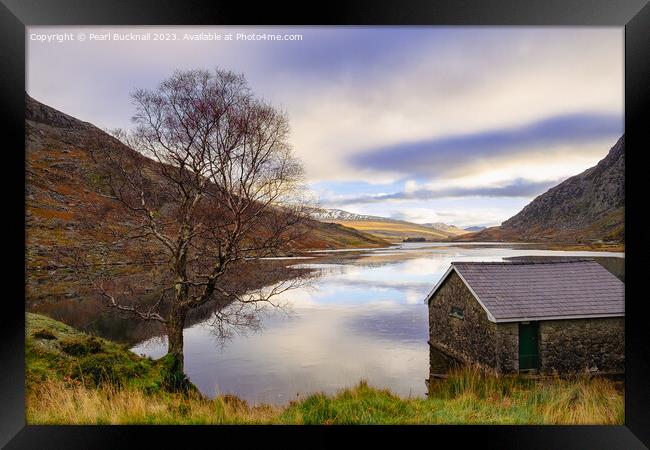 Winter Sky Over Llyn Ogwen Snowdonia Framed Print by Pearl Bucknall