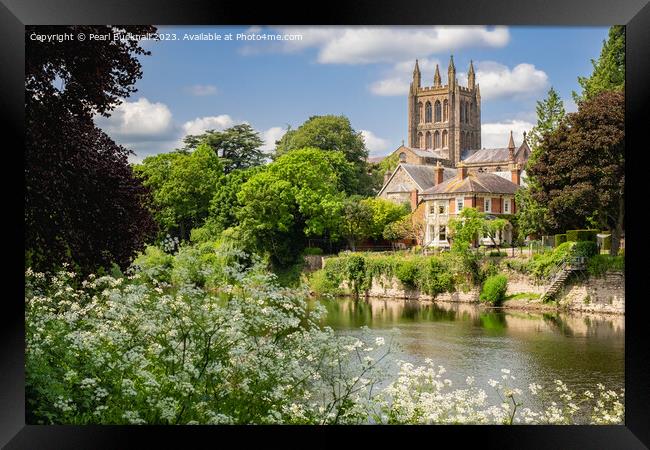 The River Wye at Hereford in Herefordshire Framed Print by Pearl Bucknall