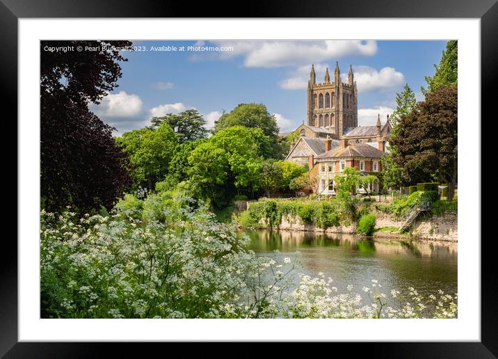 The River Wye at Hereford in Herefordshire Framed Mounted Print by Pearl Bucknall