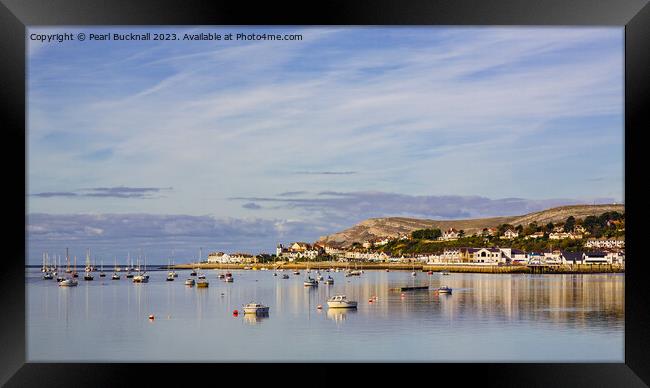 Tranquil Conwy River Deganwy Wales pano Framed Print by Pearl Bucknall