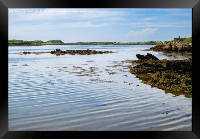 Serene Inland Sea Anglesey Seascape Coast Framed Print by Pearl Bucknall