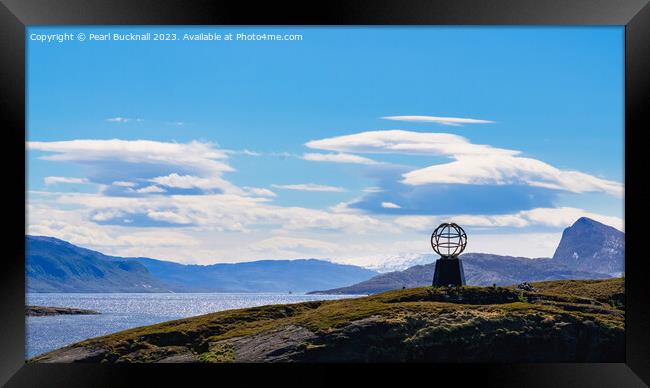 Arctic Circle Monument Norway Panoramic Framed Print by Pearl Bucknall
