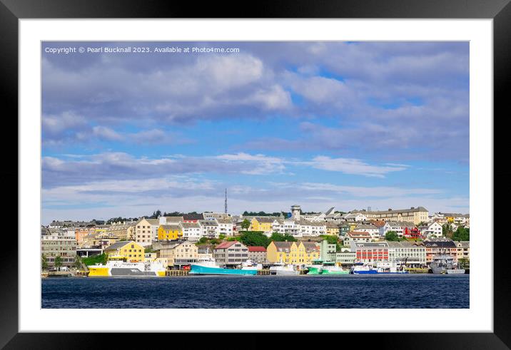Colourful Kristiansund Cityscape Norway Framed Mounted Print by Pearl Bucknall