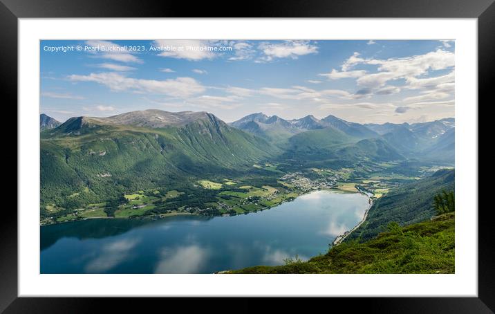 Norwegian Fjord Isfjorden Norway pano Framed Mounted Print by Pearl Bucknall