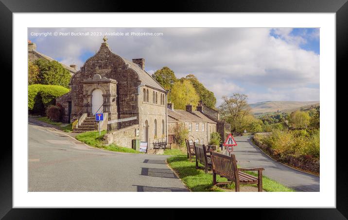Muker Village Swaledale Yorkshire Dales pano Framed Mounted Print by Pearl Bucknall