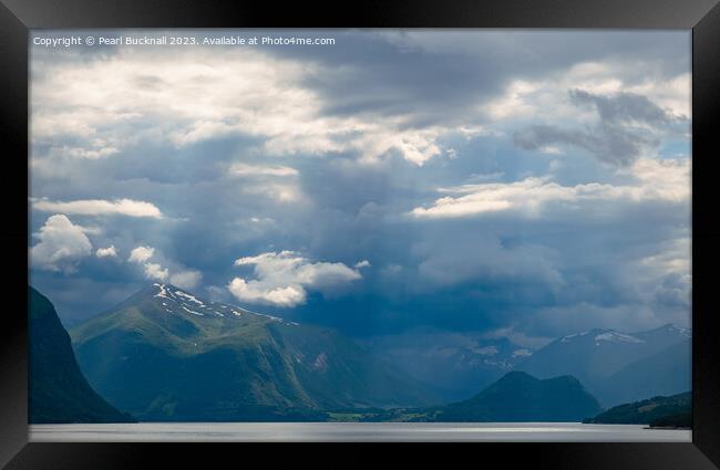 Moody Norwegian Fjord Norway Framed Print by Pearl Bucknall