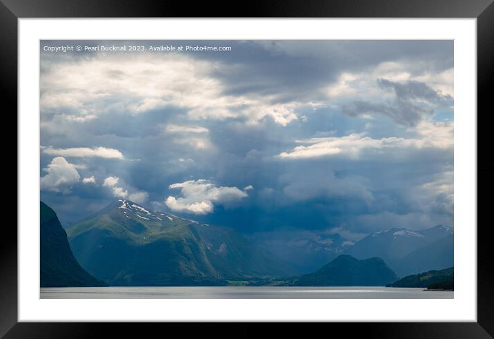 Moody Norwegian Fjord Norway Framed Mounted Print by Pearl Bucknall