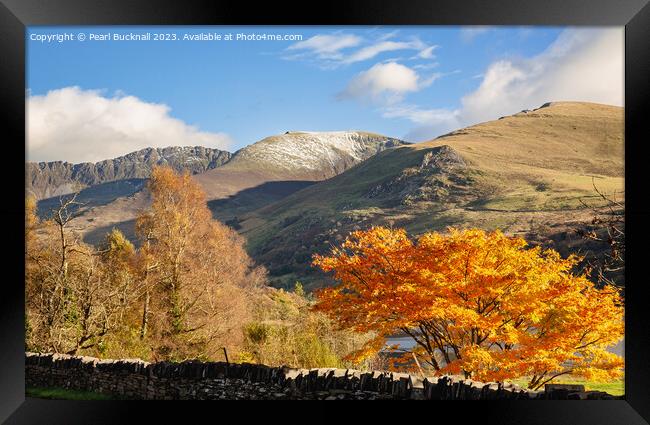 Snowdonia Mountains in Autumn Framed Print by Pearl Bucknall