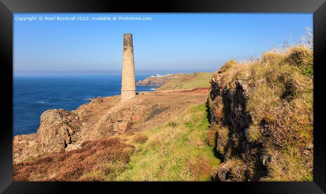 Cornish Tin Mine Cornwall panoramic Framed Print by Pearl Bucknall