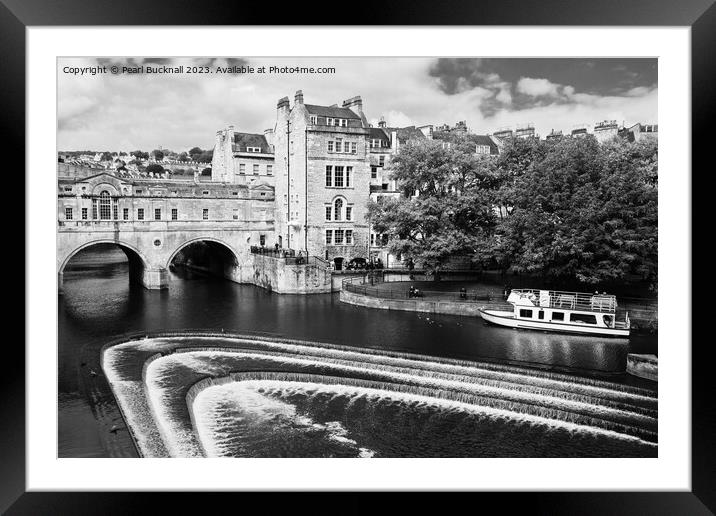 Pulteney Bridge Bath Somerset Black and White Framed Mounted Print by Pearl Bucknall