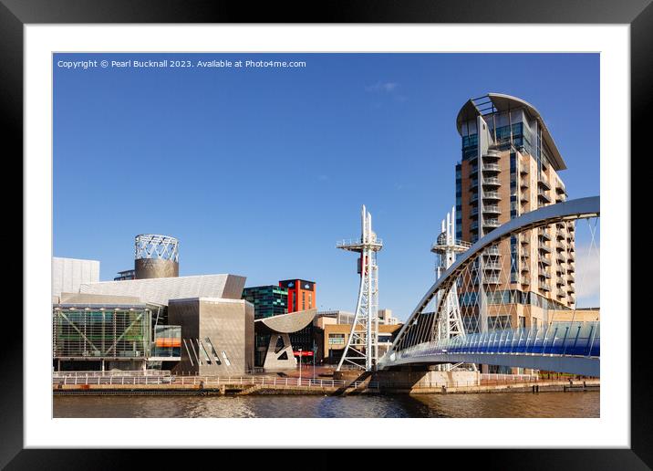 Salford Quays Manchester Architecture Framed Mounted Print by Pearl Bucknall