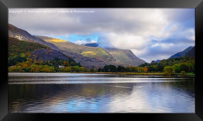 Snowdonia Lake Llanberis panorama Framed Print by Pearl Bucknall