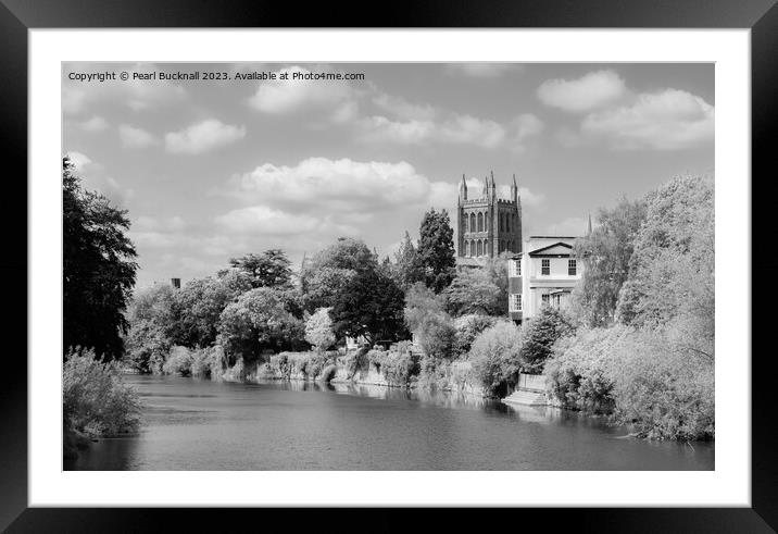 On the Banks of River Wye Herefordshire Mono Framed Mounted Print by Pearl Bucknall