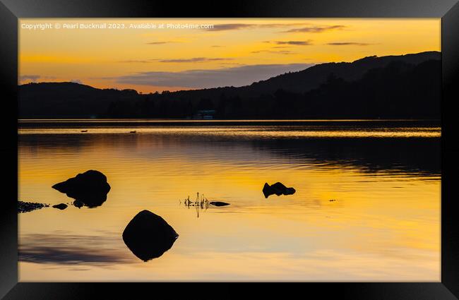 Tranquil Sunset on Coniston Water Lake District Framed Print by Pearl Bucknall