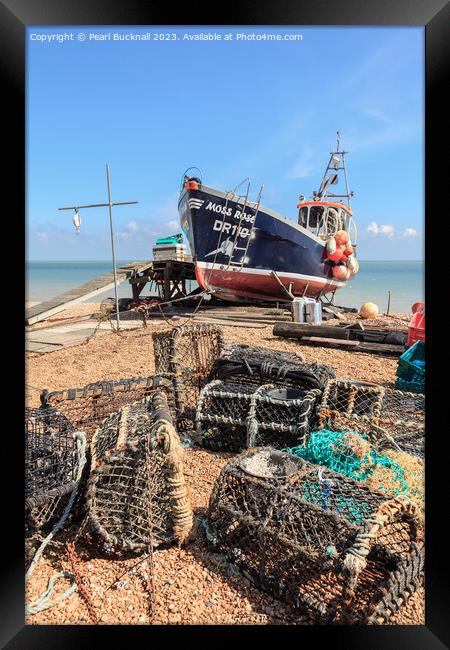 Beached Boats in Deal on Kent Coast Framed Print by Pearl Bucknall
