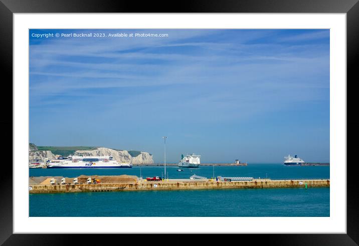 Ferries in Dover Port in Kent Framed Mounted Print by Pearl Bucknall