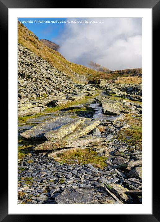 Slate Quarry on Miners Track in Snowdonia Framed Mounted Print by Pearl Bucknall
