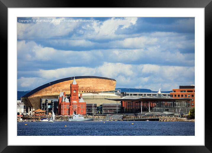 Cardiff Bay Harbourfront Framed Mounted Print by Pearl Bucknall