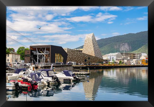Andalsnes Town Harbour in Norway Framed Print by Pearl Bucknall
