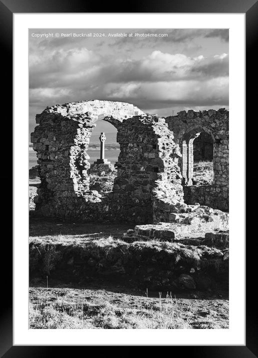 St Dwynwens Llanddwyn Island Anglesey black white Framed Mounted Print by Pearl Bucknall