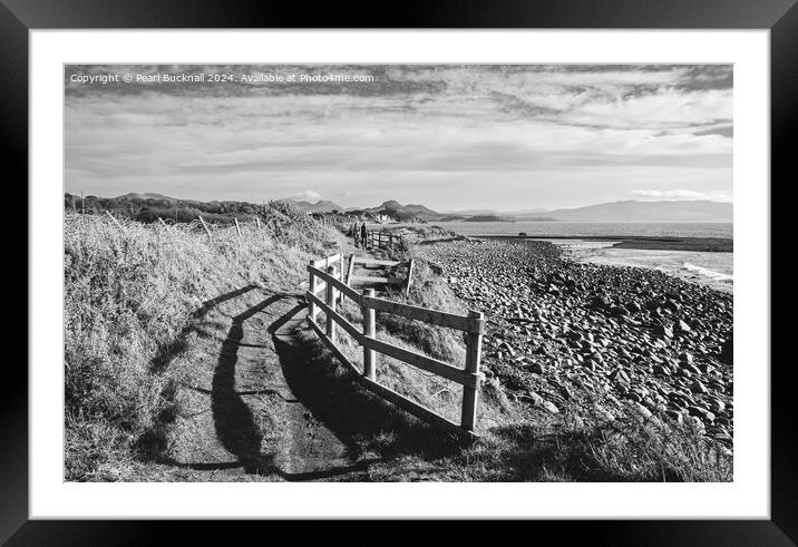 Wales Coastal Path Llyn Peninsula black and white Framed Mounted Print by Pearl Bucknall