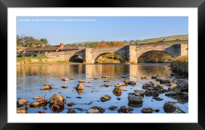 River Wharfe and Burnsall Bridge Yorkshire Dales Framed Mounted Print by Pearl Bucknall