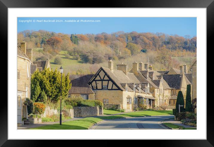 Cotswolds Cottages in Broadway in Autumn Framed Mounted Print by Pearl Bucknall