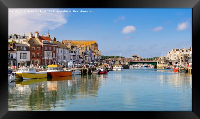 Weymouth Town Bridge and Harbour Framed Print by Pearl Bucknall