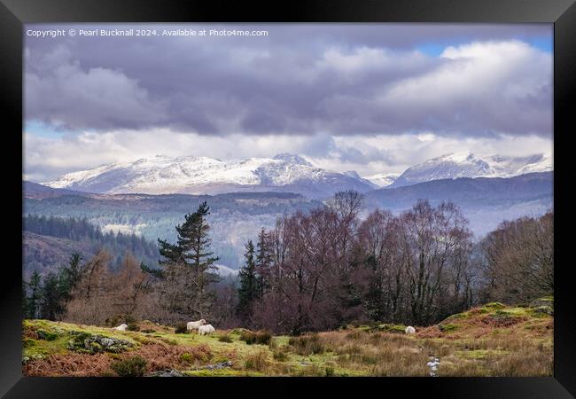 View to Snowdonia Mountains in Winter Wales Framed Print by Pearl Bucknall