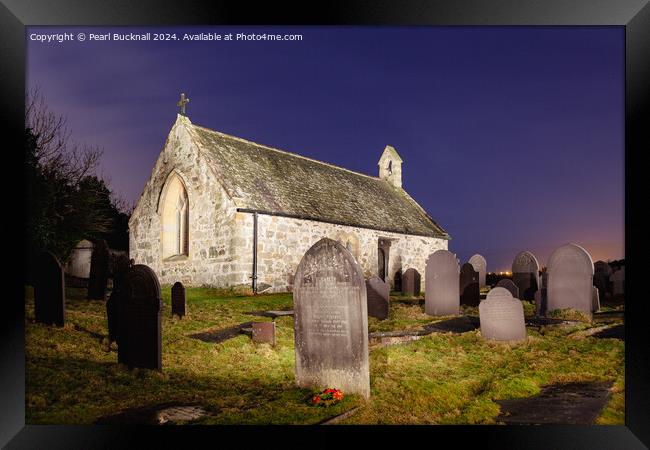 St Tysilios Chapel at Night on Anglesey Framed Print by Pearl Bucknall