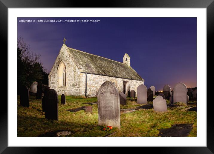 St Tysilios Chapel at Night on Anglesey Framed Mounted Print by Pearl Bucknall