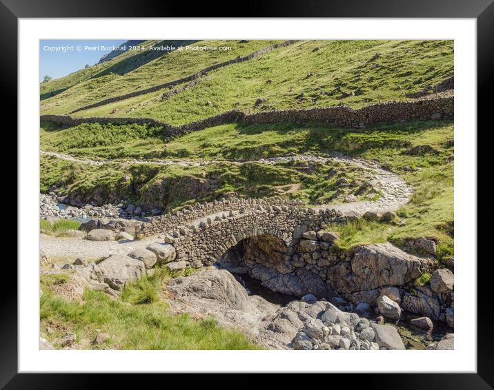 Stockley Bridge Route in Lake District National Pa Framed Mounted Print by Pearl Bucknall