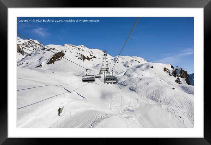 Skiing in Austrian Alps, St Anton, Austria Framed Mounted Print by Pearl Bucknall