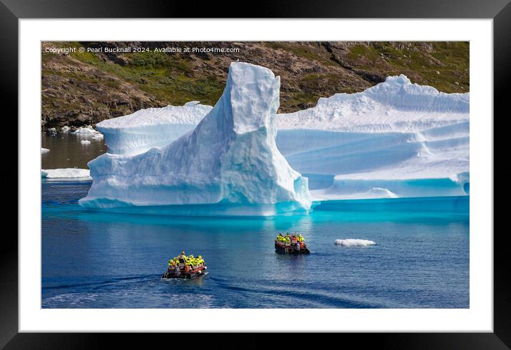 Visiting an Iceberg on Greenland Coast Framed Mounted Print by Pearl Bucknall