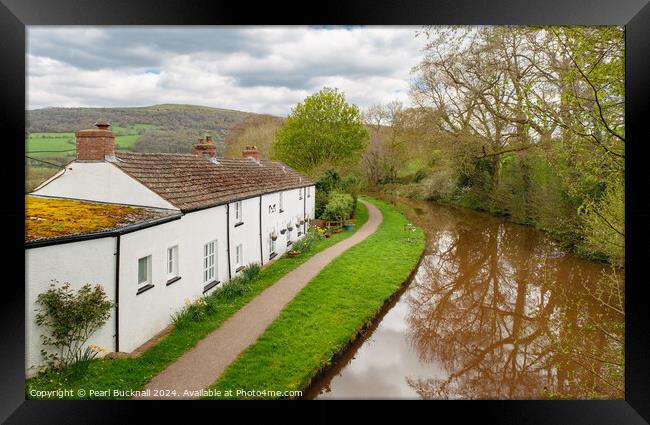 Monmouthshire and Brecon Canal Cottages Framed Print by Pearl Bucknall