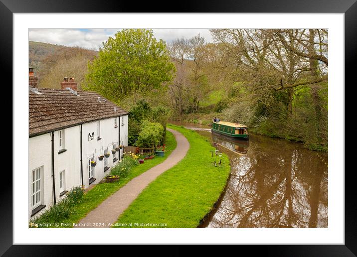 Narrowboat on Monmouthshire and Brecon Canal Framed Mounted Print by Pearl Bucknall