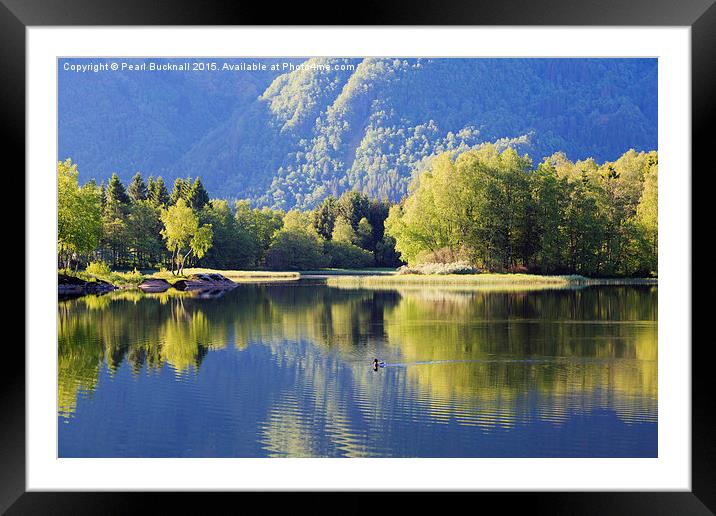 Tranquil Water in Lake Haukeland Norway Framed Mounted Print by Pearl Bucknall