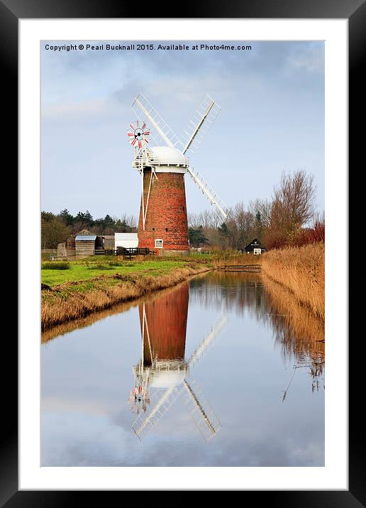 Norfolk Broads Windmill Reflections Horsey Framed Mounted Print by Pearl Bucknall