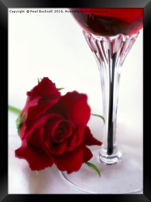 Red Rose and Wine Valentine Concept Framed Print by Pearl Bucknall