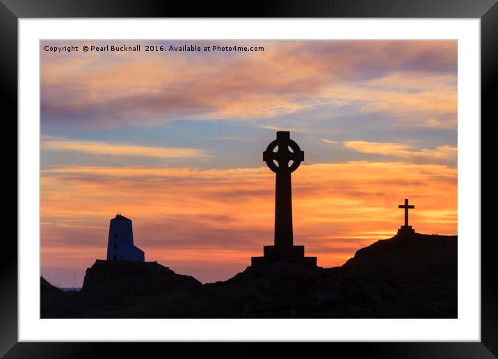 Llanddwyn Island Sunset Silhouette on Anglesey Framed Mounted Print by Pearl Bucknall